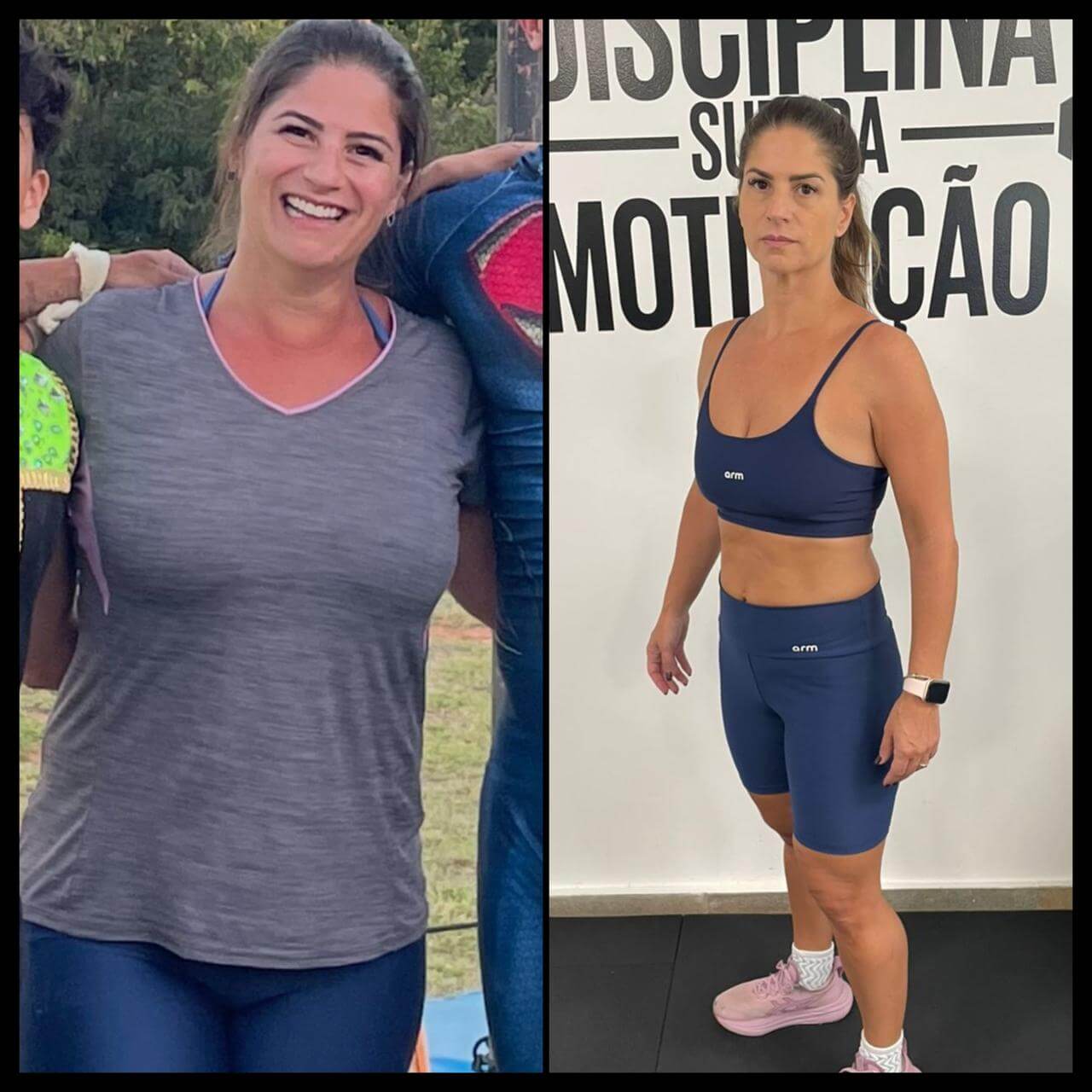 Antes e depois da Adriana: 20kg eliminados com o acompanhamento do Montinho