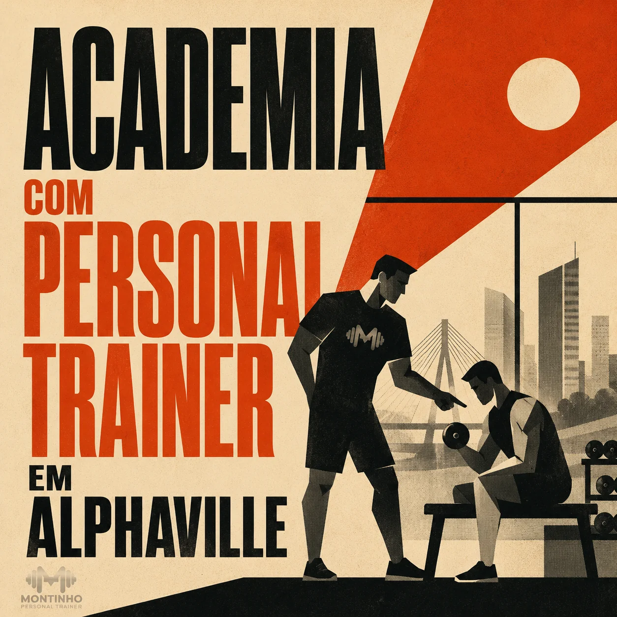 Arte de capa ilustrada do artigo Academia com Personal Trainer em Alphaville — Montinho Personal Trainer