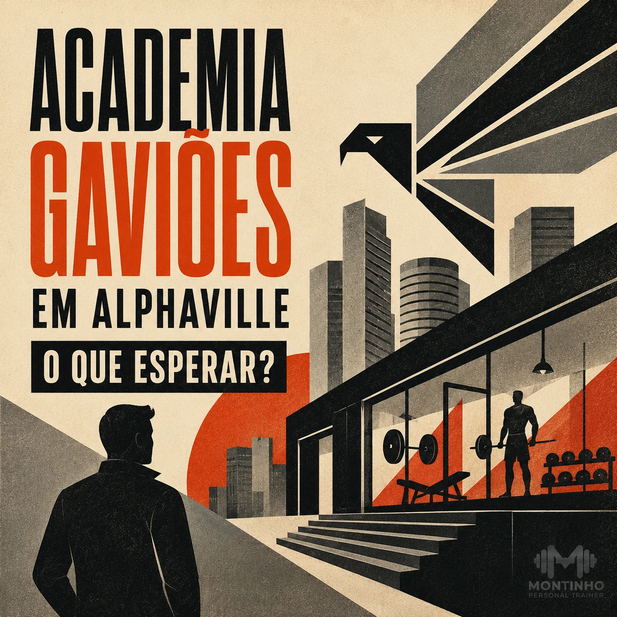 Arte de capa ilustrada do artigo Academia Gaviões em Alphaville — Montinho Personal Trainer