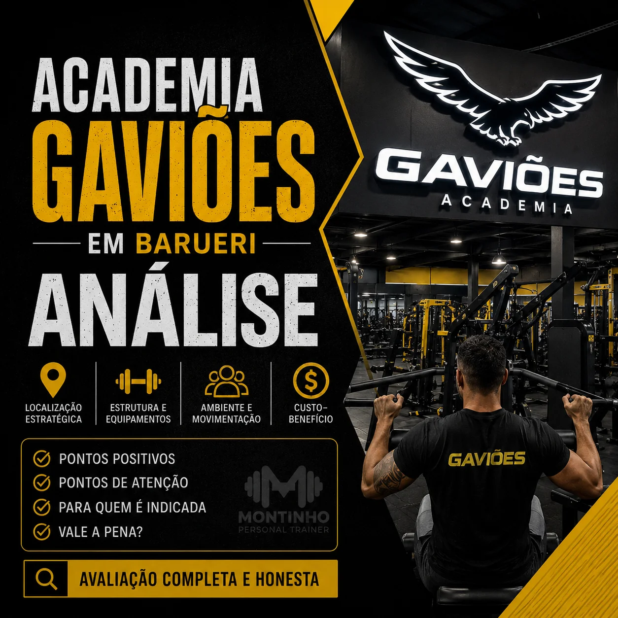 Arte de capa ilustrada do artigo Academia Gaviões em Barueri — Montinho Personal Trainer