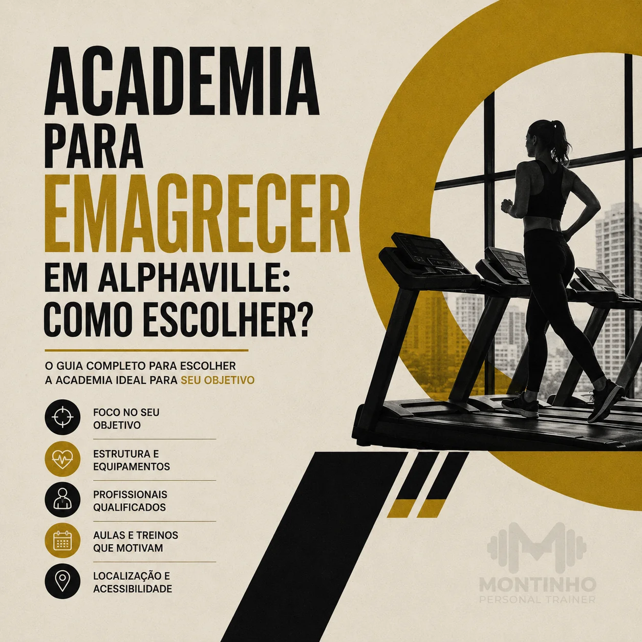 Arte de capa ilustrada do artigo Academia para Emagrecer em Alphaville — Montinho Personal Trainer