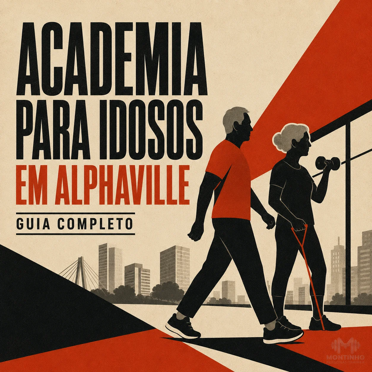 Arte de capa ilustrada do artigo Academia para Idosos em Alphaville — Montinho Personal Trainer