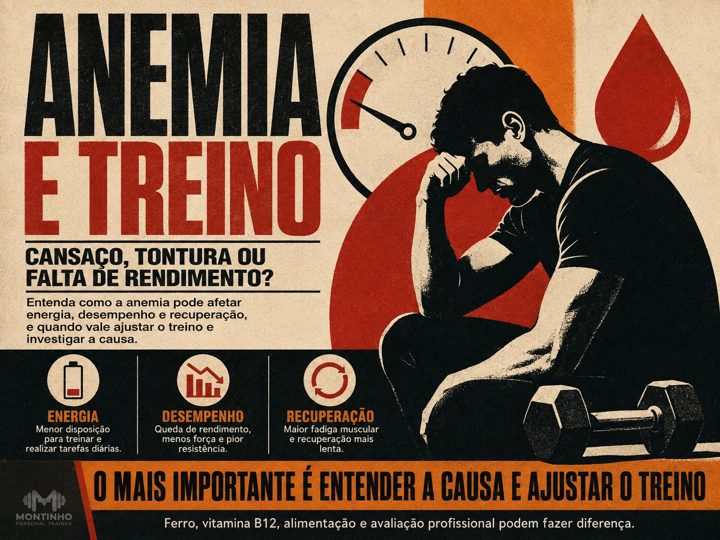 Anemia e treino: como o ferro baixo derruba o rendimento no exercício e o que fazer