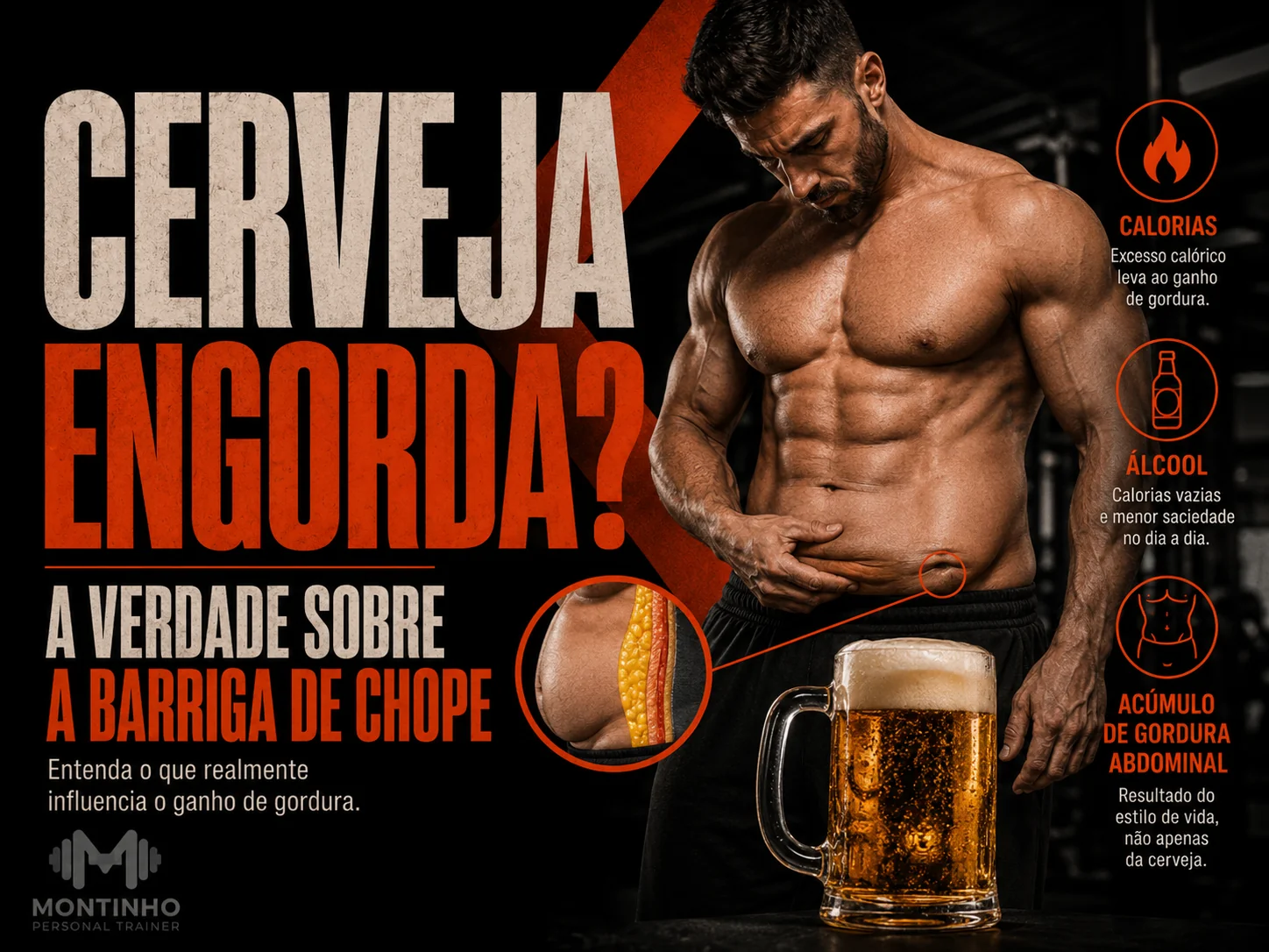 Cerveja engorda? A verdade sobre a barriga de chope: o excesso calórico leva ao ganho de gordura — álcool tem calorias vazias e menor saciedade, e a gordura abdominal vem do estilo de vida, não apenas da cerveja