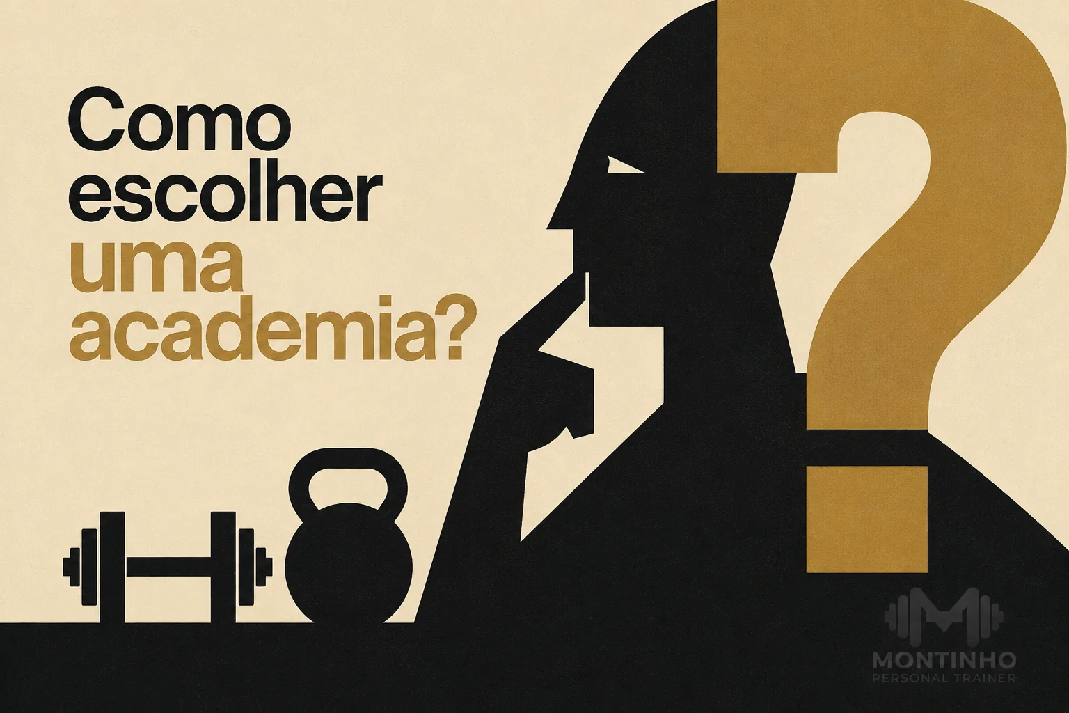 Arte de capa ilustrada sobre como avaliar uma academia — estrutura, horário, localização e custo