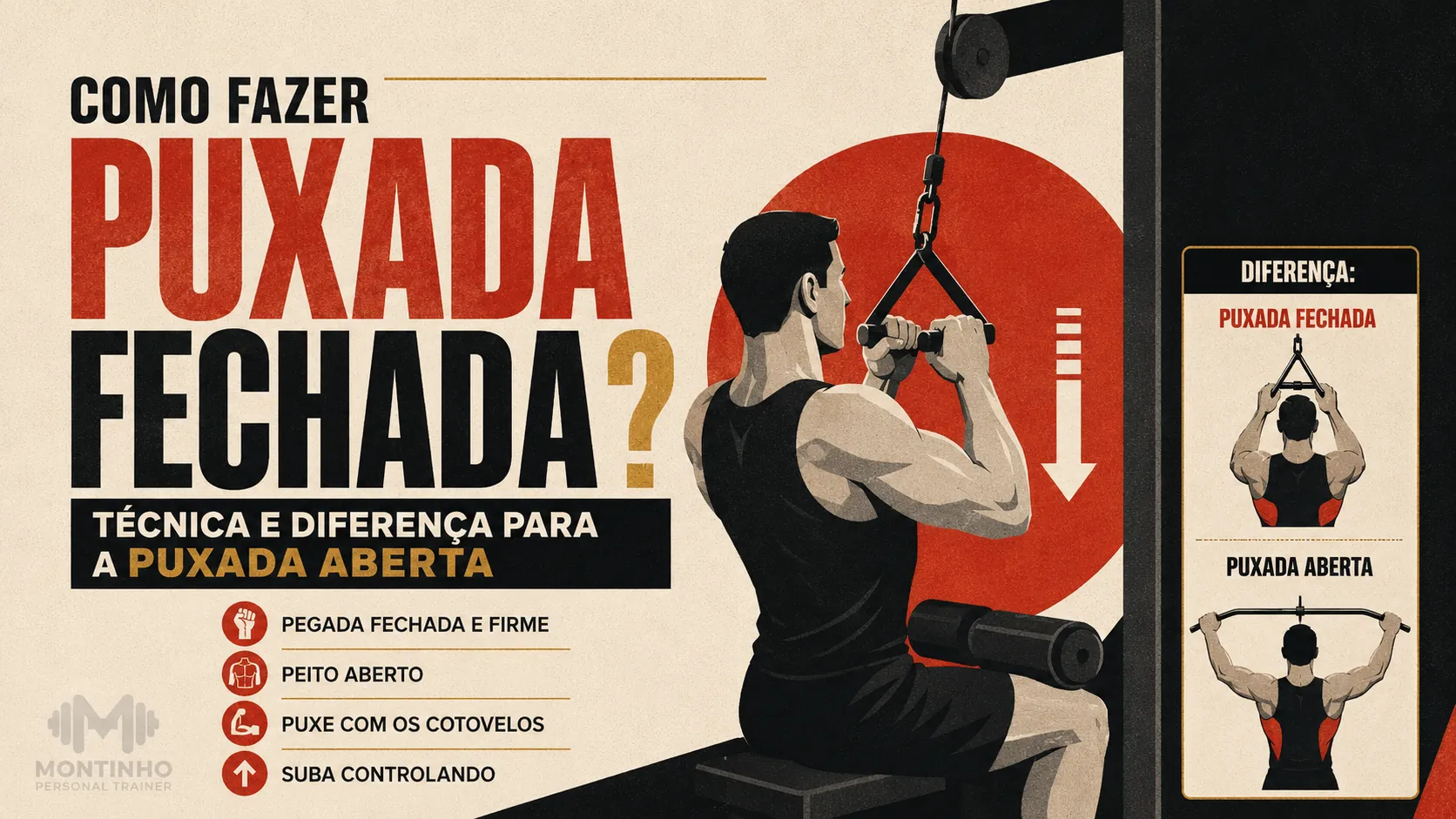 Como fazer puxada fechada: técnica correta e diferença para a puxada aberta no treino de costas