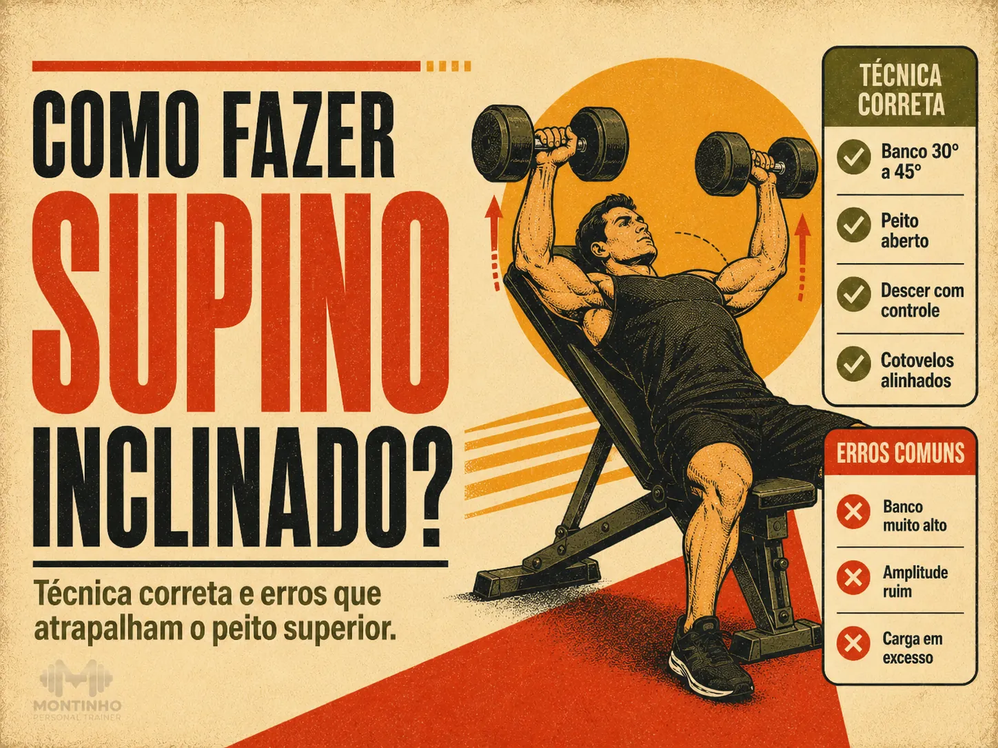 Como fazer supino inclinado: técnica correta e ângulo ideal para o peitoral superior