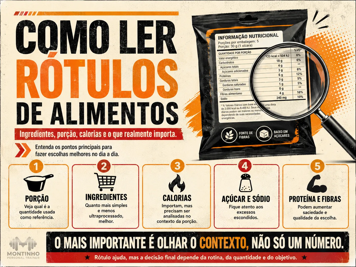 Como ler rótulos de alimentos: porção real, lista de ingredientes e açúcares escondidos