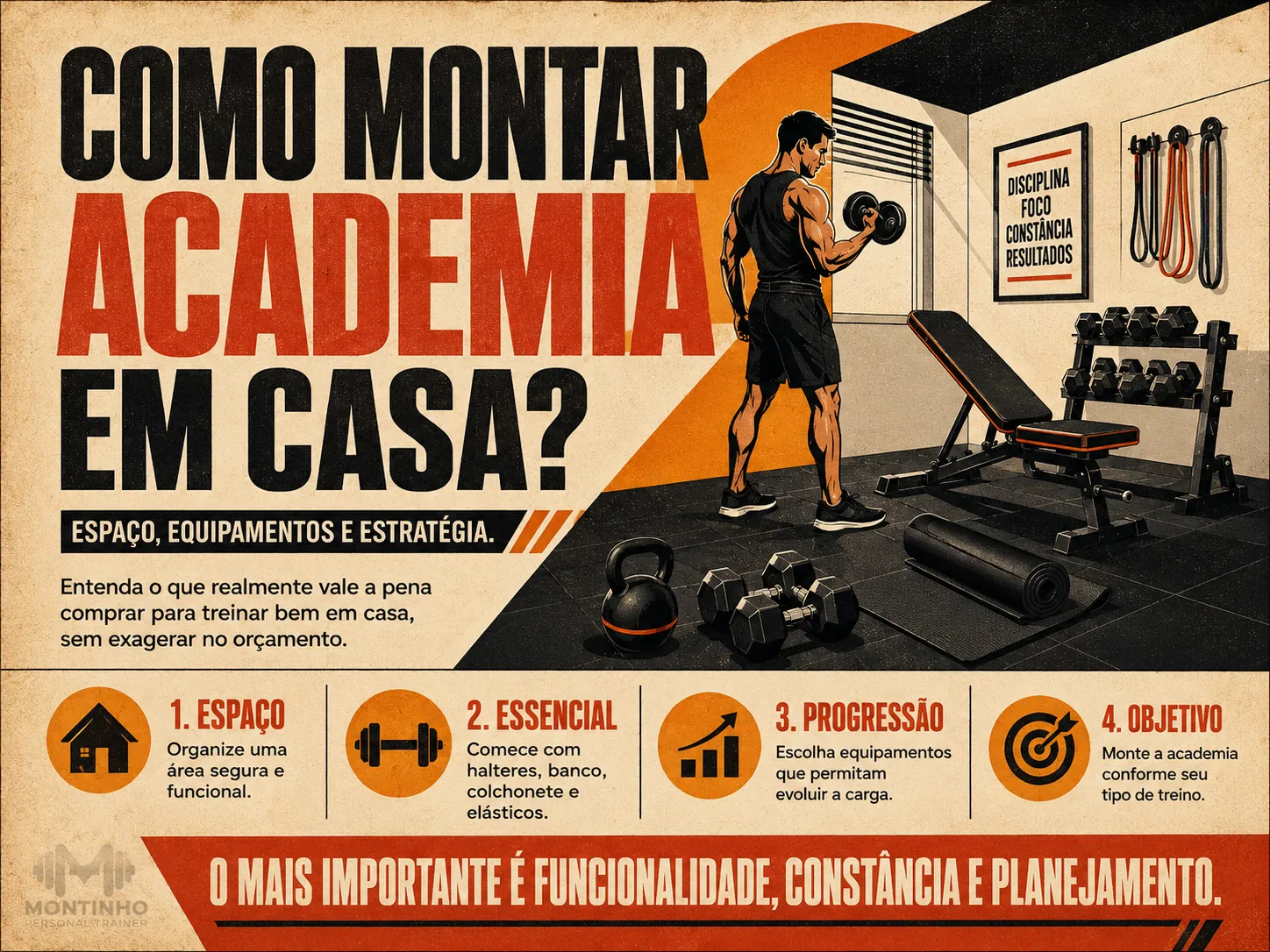 Como montar uma academia em casa: equipamentos por faixa de orçamento e espaço necessário