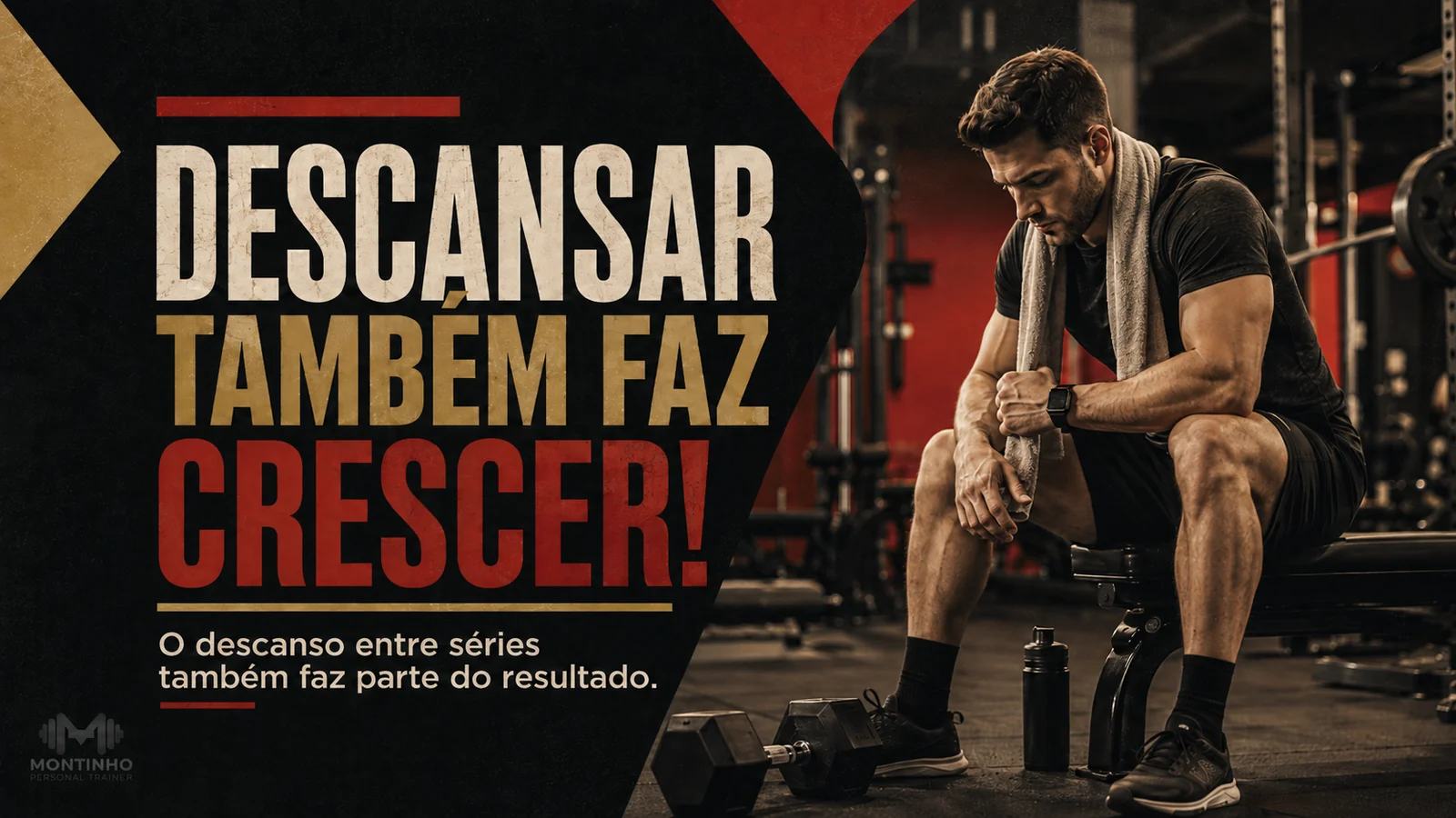 Arte de capa ilustrada sobre recuperação muscular e descanso como parte do treino