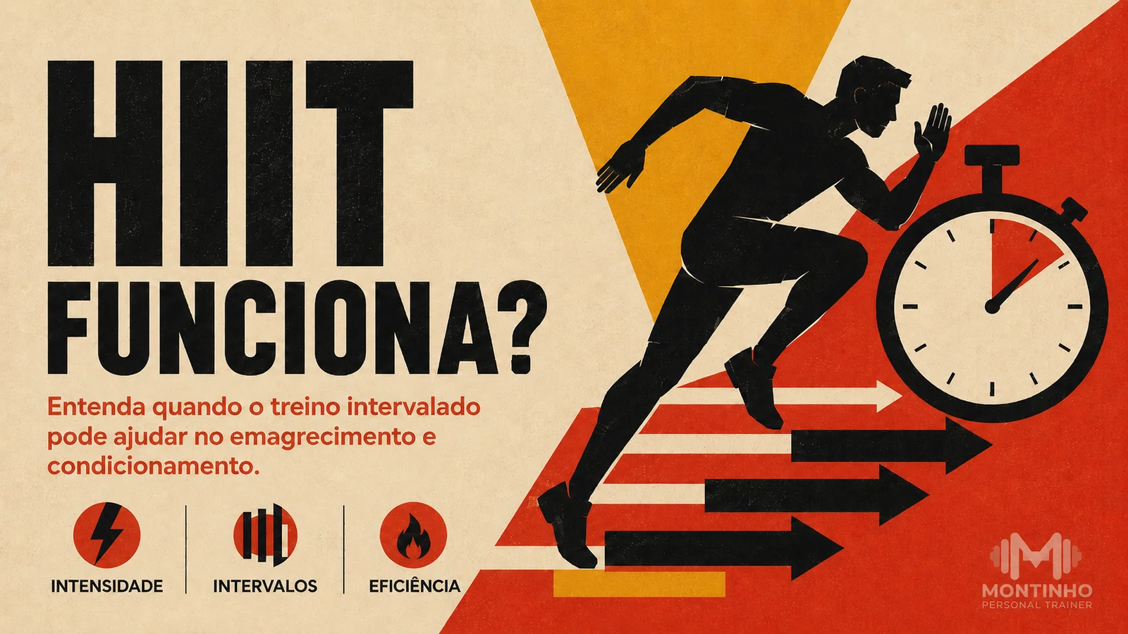 Arte de capa ilustrada sobre treino intervalado de alta intensidade (HIIT) para emagrecimento