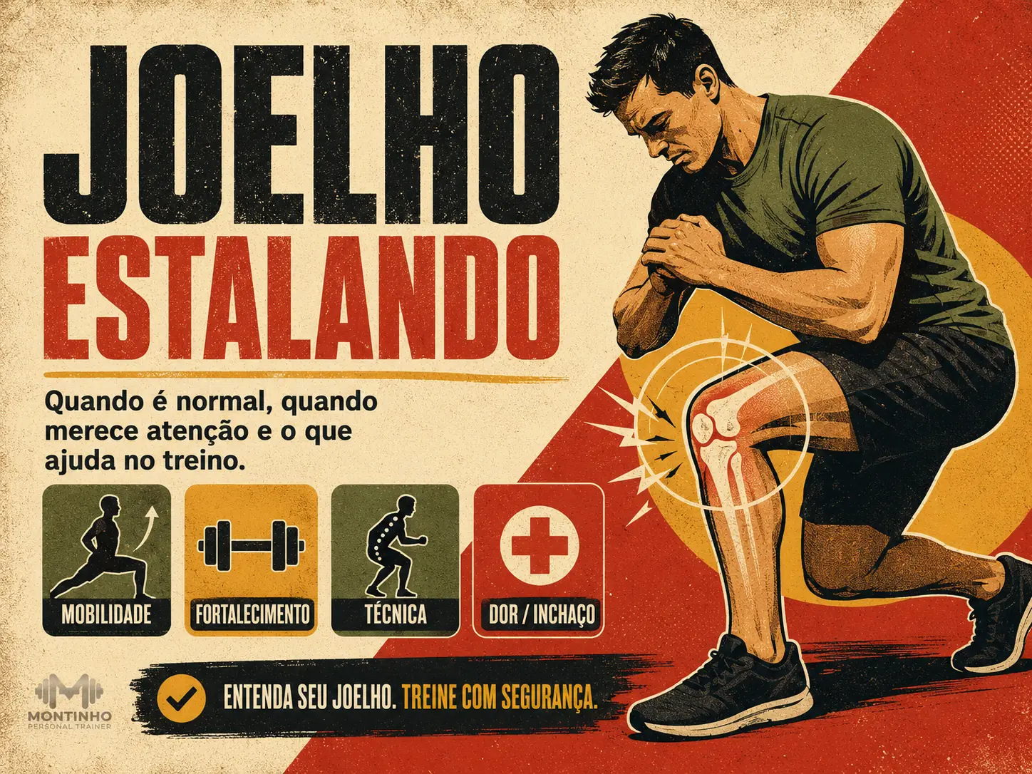 Joelho estalando é normal? Diferença entre crepitação benigna e sinais de alerta no joelho