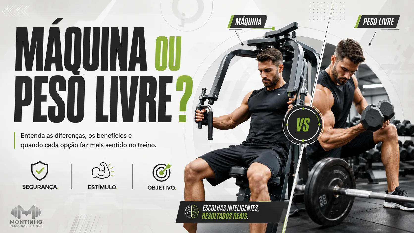 Máquina ou peso livre: qual é melhor para hipertrofia, segurança e aprendizado técnico