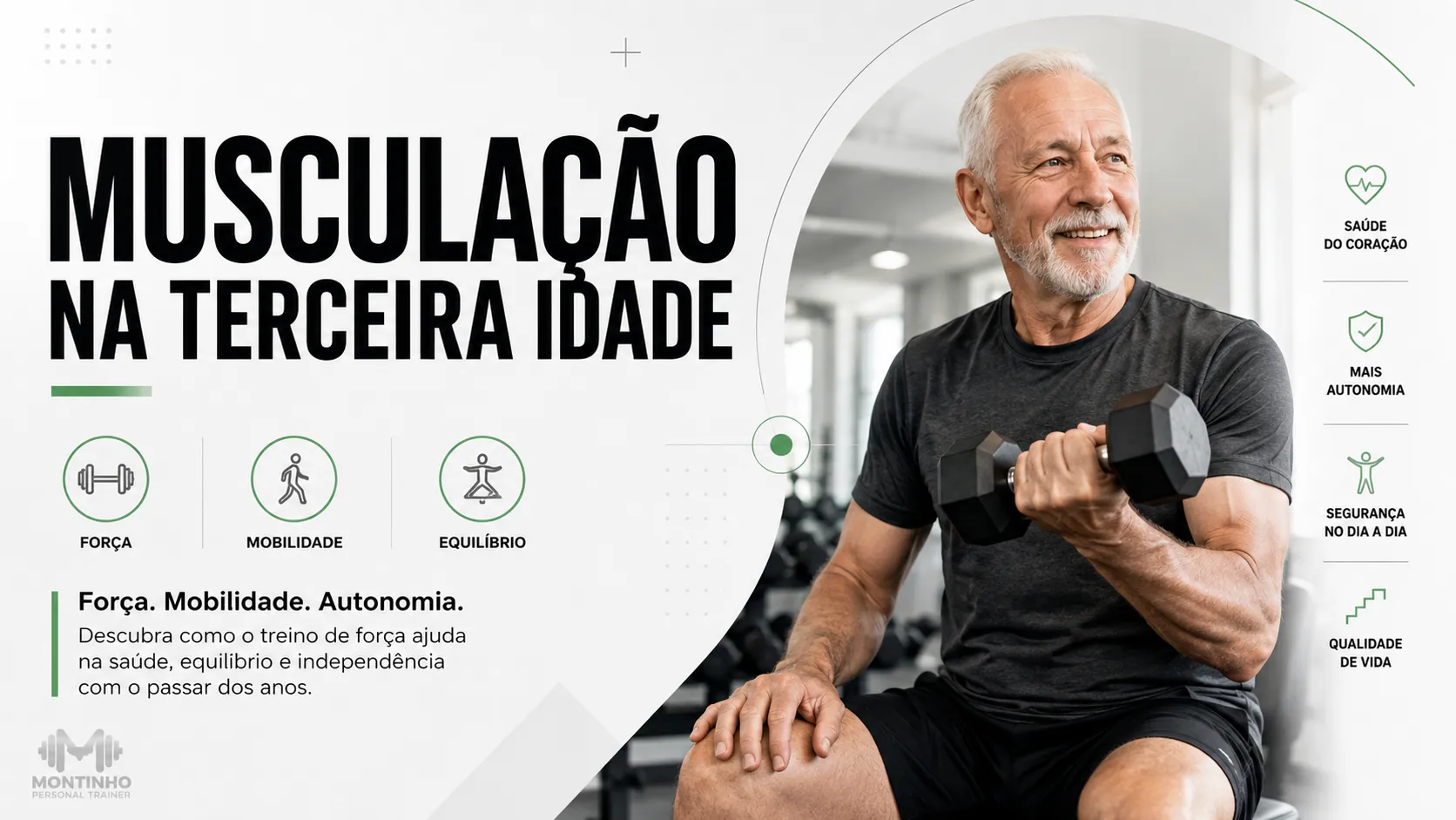 Musculação na terceira idade: treino de força após os 70 anos para autonomia e prevenção de quedas