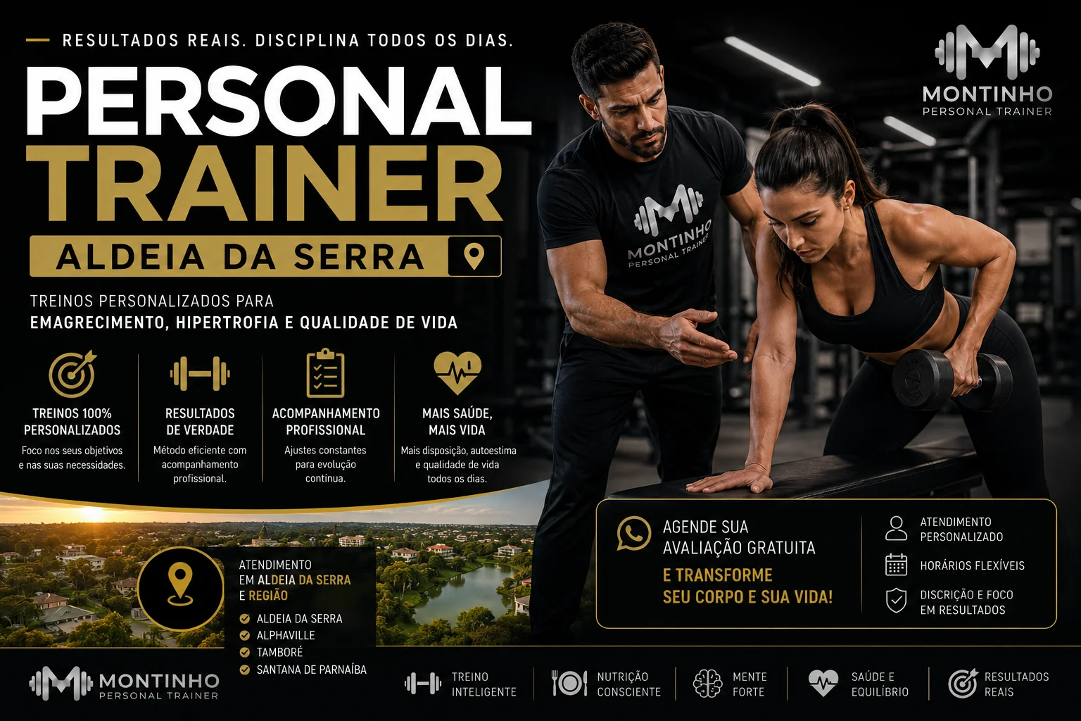 Personal trainer na Aldeia da Serra: atendimento personalizado, discreto e com horários flexíveis, no conforto do seu condomínio em Santana de Parnaíba e Barueri