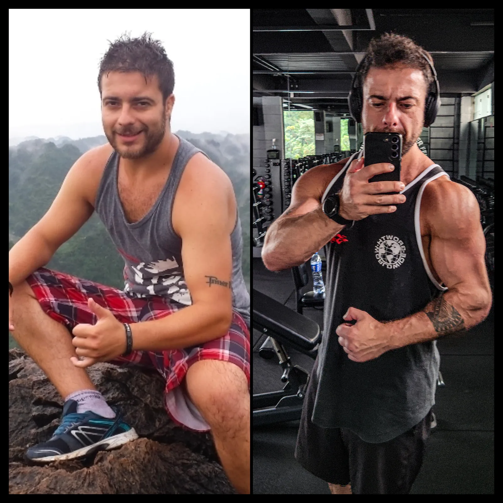 Antes e depois de Montinho, personal trainer em Cotia: da vida sedentária ao físico atlético com treino de força
