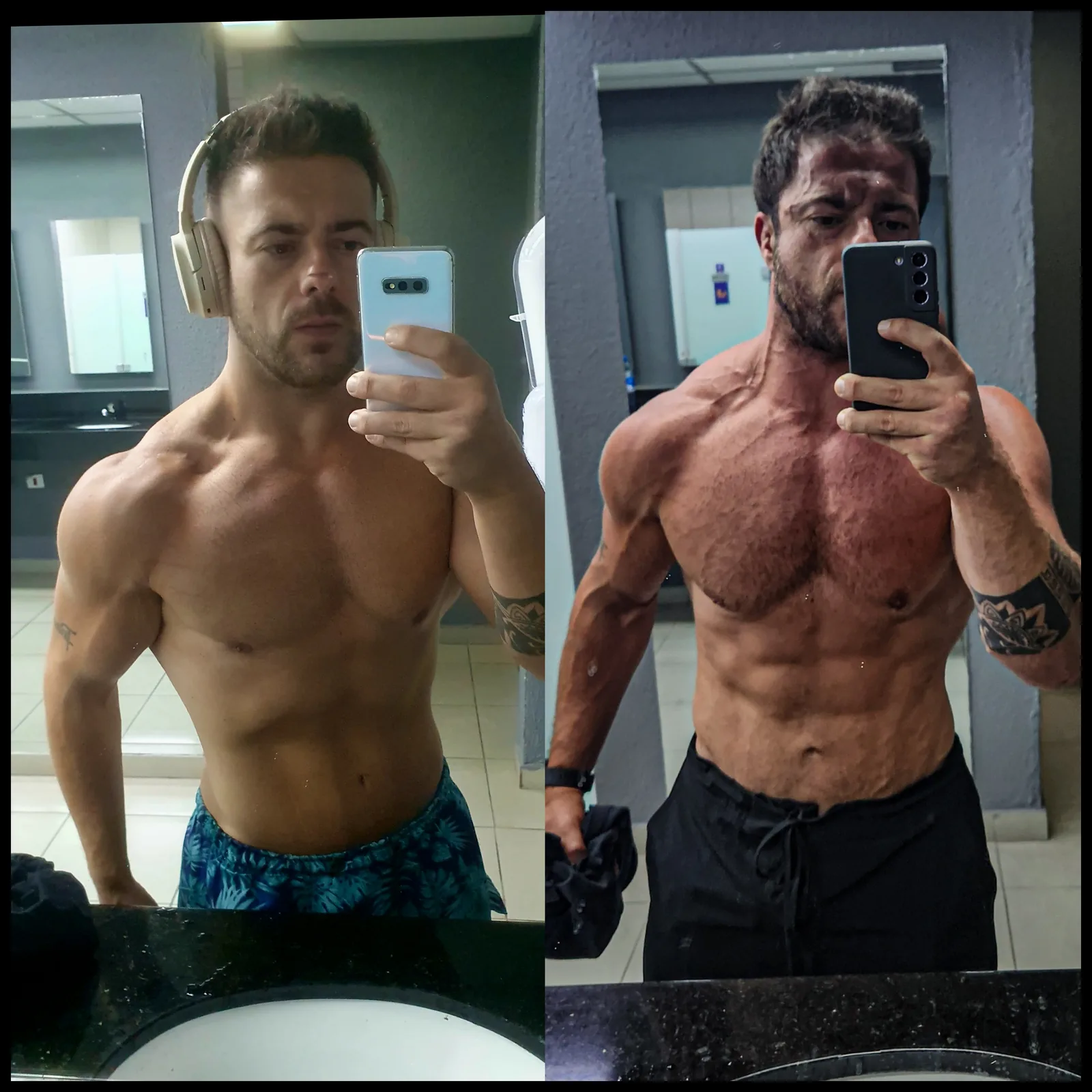 Antes e depois de Montinho, personal trainer em Alphaville, evolução de composição corporal — Personal Trainer para Condomínio Alphaville