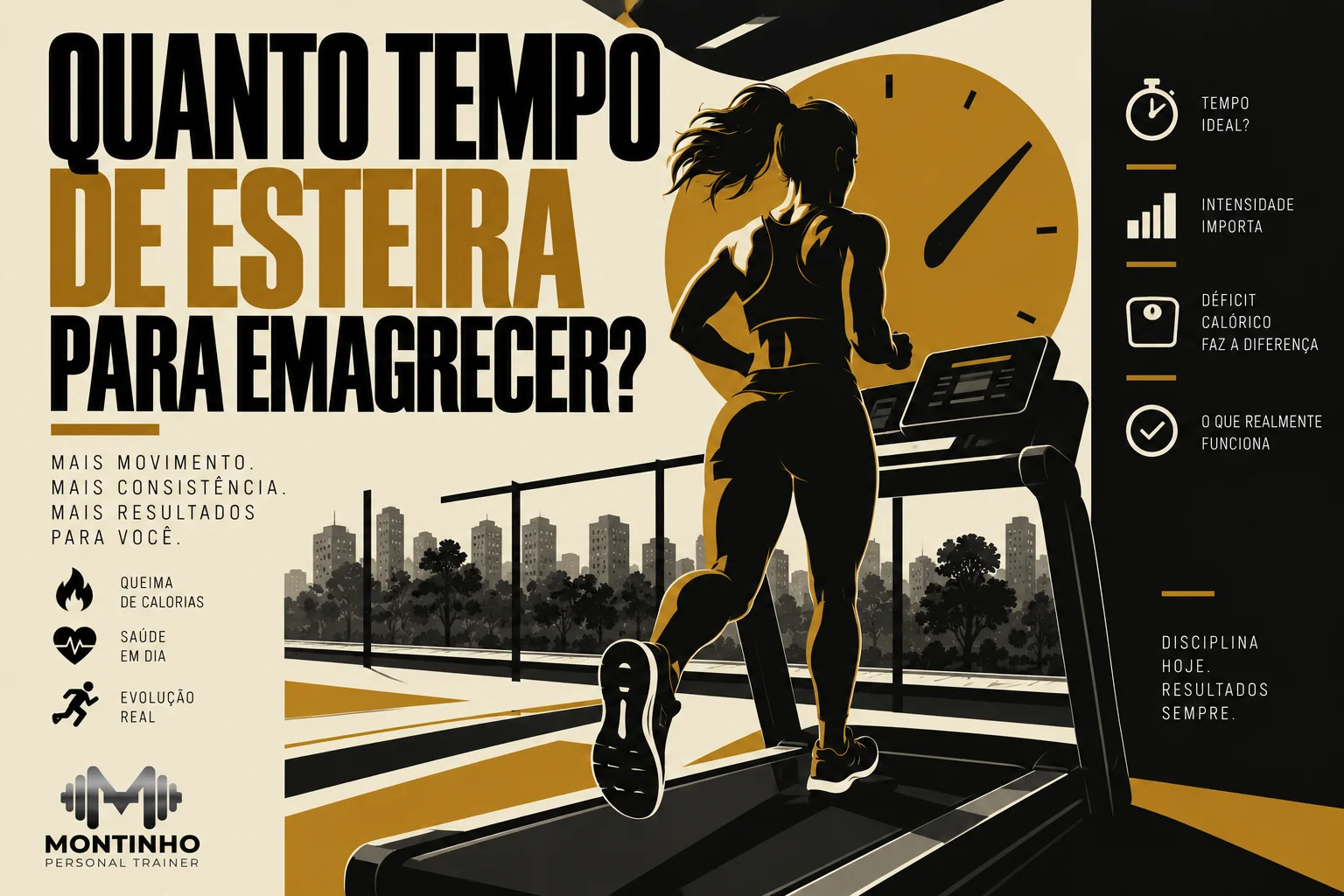 Arte de capa ilustrada sobre tempo de esteira necessário para emagrecer