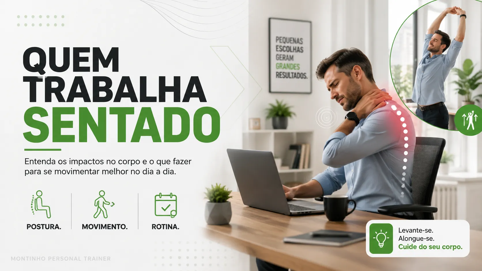 Quem trabalha sentado: pausas ativas, mobilidade e treino de força para compensar o dia no escritório