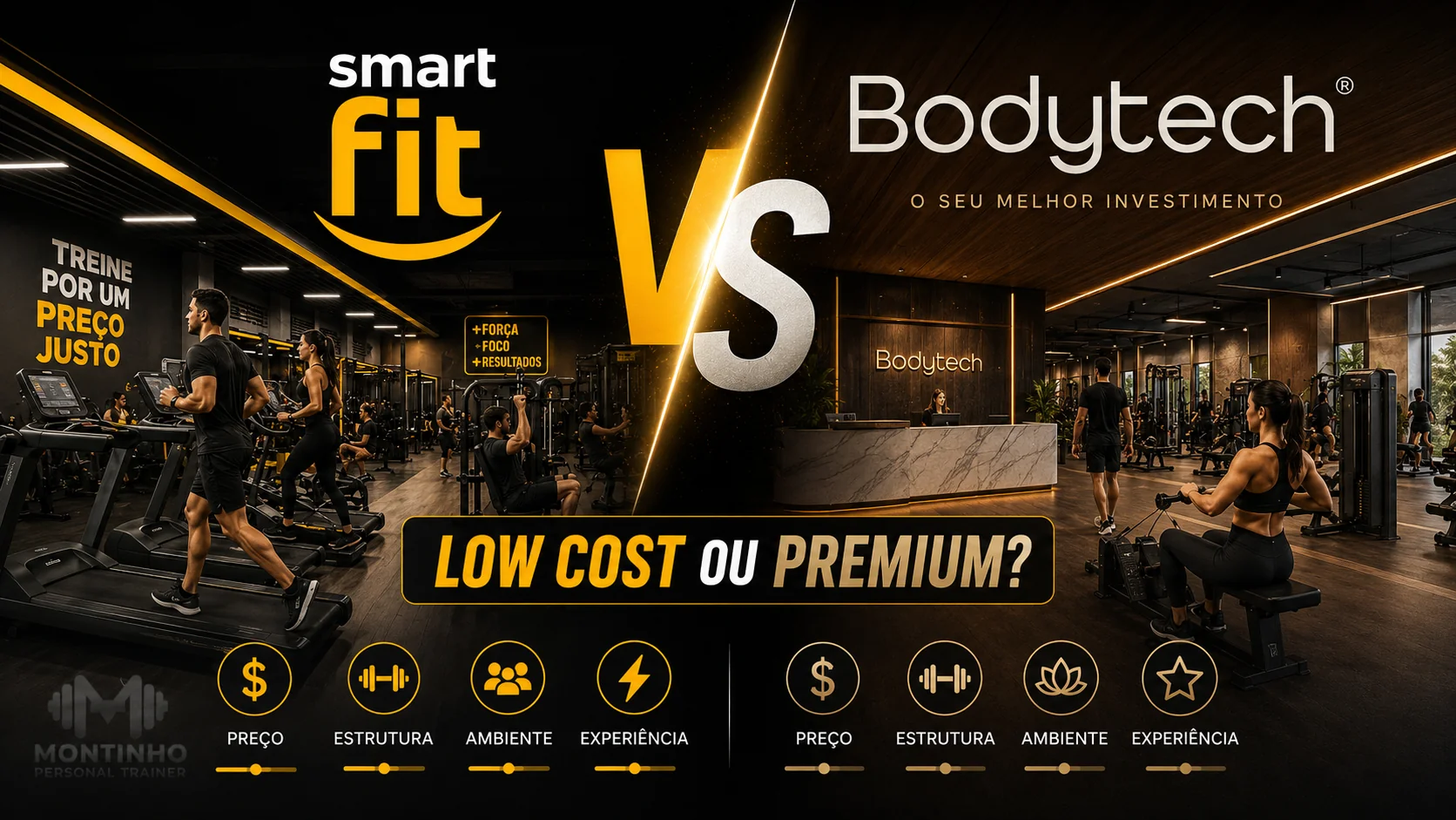 Smart Fit vs Bodytech: low cost ou premium — comparativo de estrutura, preço e experiência para decidir