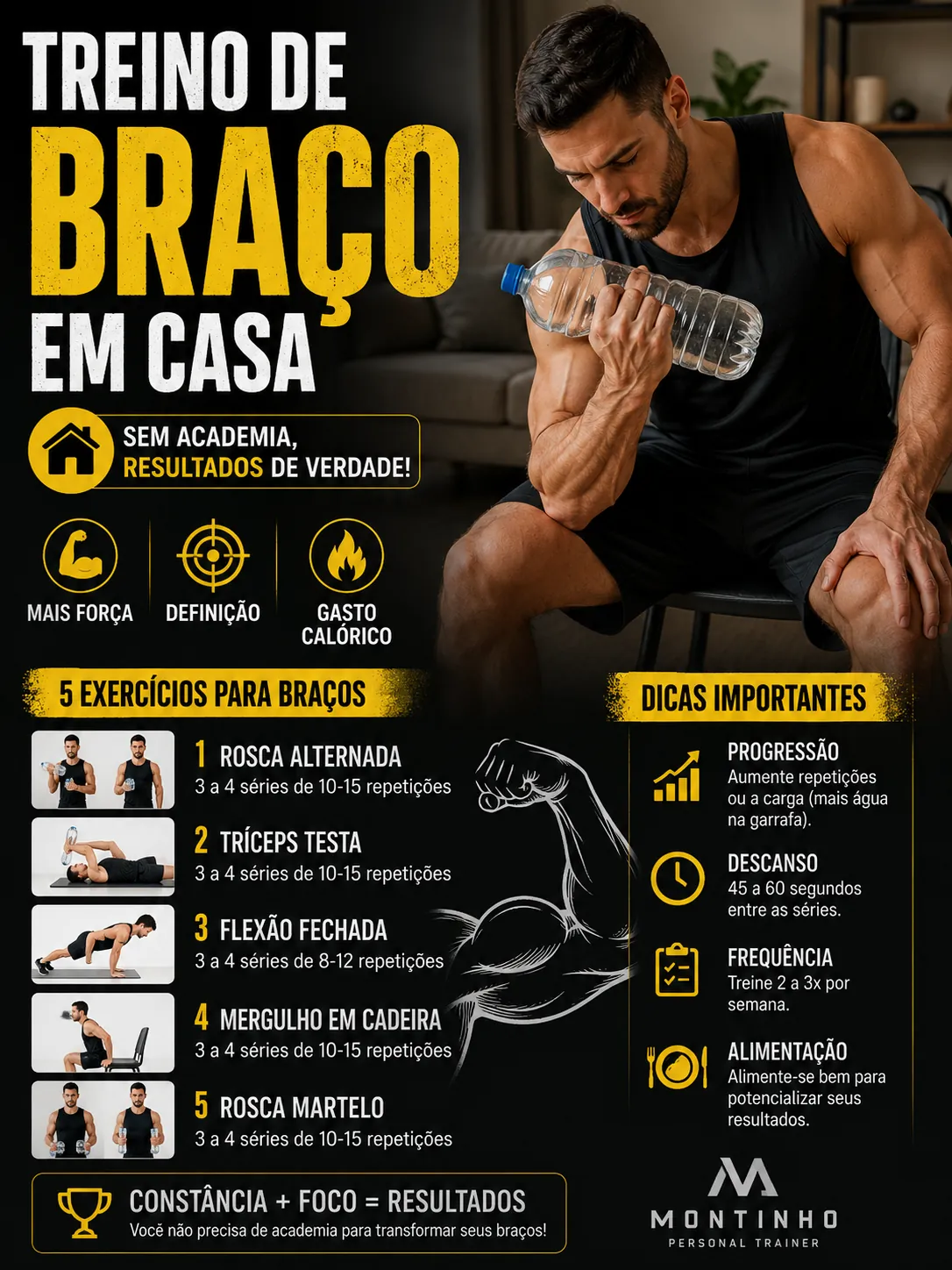 Treino de braço em casa: exercícios para bíceps e tríceps sem academia e com progressão