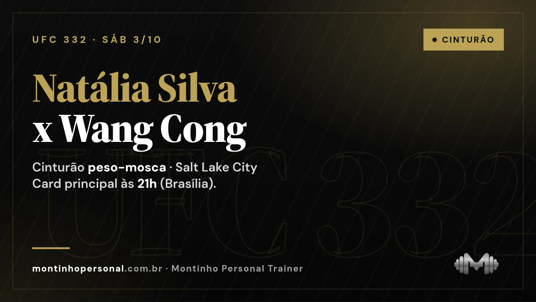 Capa: UFC 332 — Natália Silva x Wang Cong pelo cinturão peso-mosca, sábado 3/10